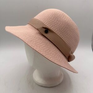 Pink Woven Sun Hat with Sunglasses Holder Band